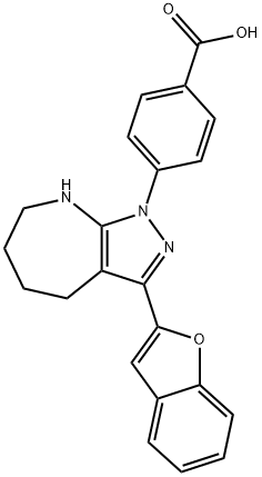 Benzoic acid, 4-[3-(2-benzofuranyl)-5,6,7,8-tetrahydropyrazolo[3,4-b]azepin-1(4H)-yl]- (9CI) Structure