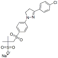 sodium 1-[[4-[3-(4-chlorophenyl)-4,5-dihydro-1H-pyrazol-1-yl]phenyl]sulphonyl]-2-methylpropane-2-sulphonate Structure