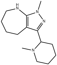 Pyrazolo[3,4-b]azepine, 1,4,5,6,7,8-hexahydro-1-methyl-3-(1-methyl-2-piperidinyl)- (9CI) 구조식 이미지
