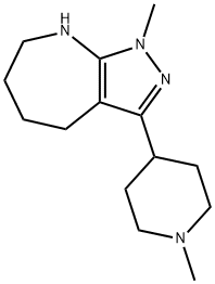 Pyrazolo[3,4-b]azepine, 1,4,5,6,7,8-hexahydro-1-methyl-3-(1-methyl-4-piperidinyl)- (9CI) 구조식 이미지