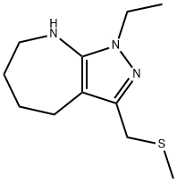 Pyrazolo[3,4-b]azepine, 1-ethyl-1,4,5,6,7,8-hexahydro-3-[(methylthio)methyl]- (9CI) Structure