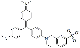 N-[4-[[4-[N-Ethyl-N-(3-sulfonatobenzyl)amino]phenyl][4-(dimethylamino)phenyl]methylene]-2,5-cyclohexadien-1-ylidene]-N-methylmethanaminium Structure