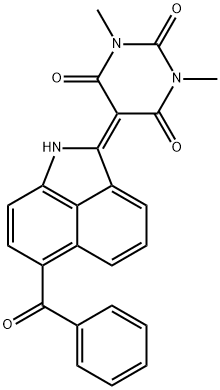 5-[6-benzoylbenz[cd]indol-2(1H)-ylidene]-1,3-dimethyl-1H,3H,5H-pyrimidine-2,4,6-trione  Structure