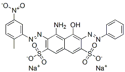 disodium 4-amino-5-hydroxy-3-[(2-methyl-5-nitrophenyl)azo]-6-(phenylazo)naphthalene-2,7-disulphonate  Structure