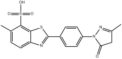 2-[4-(4,5-dihydro-3-methyl-5-oxo-1H-pyrazol-1-yl)phenyl]-6-methylbenzothiazole-7-sulphonic acid  구조식 이미지