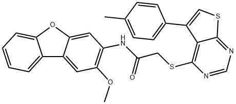 Acetamide, N-(2-methoxy-3-dibenzofuranyl)-2-[[5-(4-methylphenyl)thieno[2,3-d]pyrimidin-4-yl]thio]- (9CI) 구조식 이미지