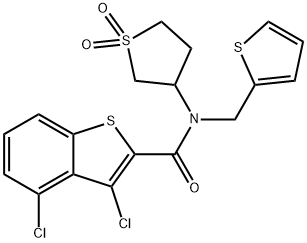 Benzo[b]thiophene-2-carboxamide, 3,4-dichloro-N-(tetrahydro-1,1-dioxido-3-thienyl)-N-(2-thienylmethyl)- (9CI) 구조식 이미지