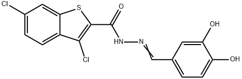 Benzo[b]thiophene-2-carboxylic acid, 3,6-dichloro-, [(3,4-dihydroxyphenyl)methylene]hydrazide (9CI) Structure