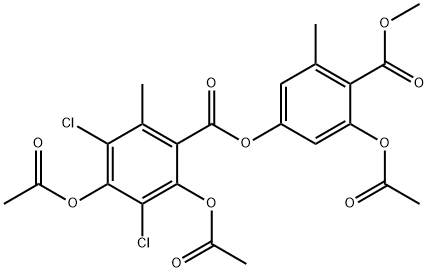 2,4-Bis(acetyloxy)-3,5-dichloro-6-methylbenzoic acid 3-(acetyloxy)-4-(methoxycarbonyl)-5-methylphenyl ester Structure