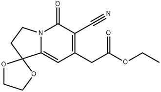 ETHYL 2-(6'-CYANO-5'-OXO-3',5'-DIHYDRO-2'H-SPIRO[[1,3]DIOXOLANE-2,1'-INDOLIZINE]-7'-YL)ACETATE Structure