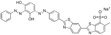 sodium 2'-[4-[[2,4-dihydroxy-3-(phenylazo)phenyl]azo]phenyl]-6-methyl[2,6'-bibenzothiazole]-7-sulphonate  Structure