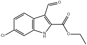 1H-Indole-2-carboxylic acid, 6-chloro-3-formyl-, ethyl ester 구조식 이미지