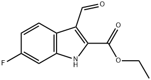 1H-INDOLE-2-CARBOXYLIC ACID,6-FLUORO-3-FORMYL-,ETHYL ESTER Structure