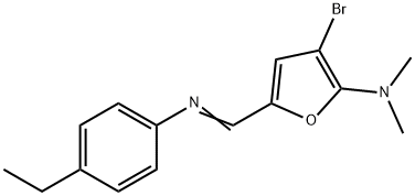 2-푸라나민,3-브로모-5-[[(4-에틸페닐)이미노]메틸]-N,N-디메틸- 구조식 이미지