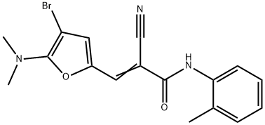 2-Propenamide,  3-[4-bromo-5-(dimethylamino)-2-furanyl]-2-cyano-N-(2-methylphenyl)- Structure