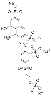 4-Amino-5-hydroxy-3-[[2-sulfo-4-[[2-(sulfooxy)ethyl]sulfonyl]phenyl]azo]-2,7-naphthalenedisulfonic acid potassium sodium salt coupled with diazotized 2-amino-4-[[4-chloro-6-[[4-[[2-(sulfooxy)ethyl]sulfonyl]phenyl]amino]-1,3,5-triazin-2-yl]amino]benzenesul Structure