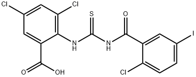 3,5-DICHLORO-2-[[[(2-CHLORO-5-IODOBENZOYL)AMINO]THIOXOMETHYL]AMINO]-BENZOIC ACID Structure