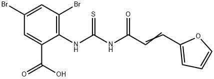 3,5-DIBROMO-2-[[[[3-(2-FURANYL)-1-OXO-2-PROPENYL]AMINO]THIOXOMETHYL]AMINO]-BENZOIC ACID Structure