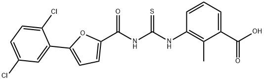 3-[[[[[5-(2,5-DICHLOROPHENYL)-2-FURANYL]CARBONYL]AMINO]THIOXOMETHYL]AMINO]-2-METHYL-BENZOIC ACID Structure