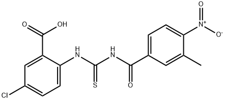 5-CHLORO-2-[[[(3-METHYL-4-NITROBENZOYL)AMINO]THIOXOMETHYL]AMINO]-BENZOIC ACID Structure