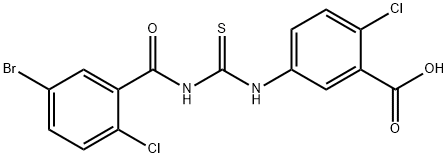 5-[[[(5-BROMO-2-CHLOROBENZOYL)AMINO]THIOXOMETHYL]AMINO]-2-CHLORO-BENZOIC ACID Structure