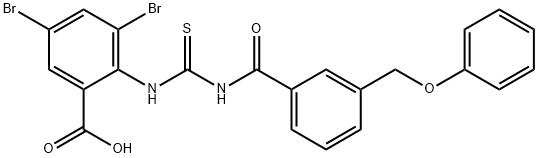 3,5-DIBROMO-2-[[[[3-(PHENOXYMETHYL)BENZOYL]AMINO]THIOXOMETHYL]AMINO]-BENZOIC ACID Structure