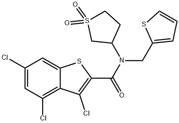 Benzo[b]thiophene-2-carboxamide, 3,4,6-trichloro-N-(tetrahydro-1,1-dioxido-3-thienyl)-N-(2-thienylmethyl)- (9CI) Structure