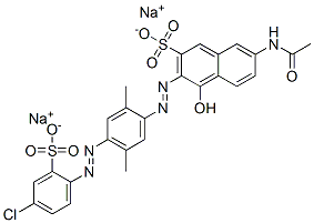 disodium 7-(acetylamino)-3-[[4-[(4-chloro-2-sulphonatophenyl)azo]-2,5-dimethylphenyl]azo]-4-hydroxynaphthalene-2-sulphonate 구조식 이미지