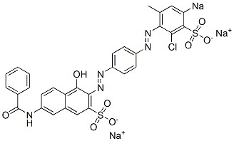 7-Benzoylamino-4-hydroxy-3-[[4-[(2-chloro-6-methyl-4-sodiosulfophenyl)azo]phenyl]azo]naphthalene-2-sulfonic acid sodium salt 구조식 이미지