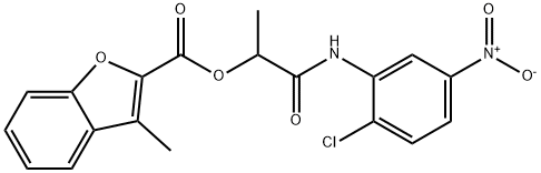 2-Benzofurancarboxylicacid,3-methyl-,2-[(2-chloro-5-nitrophenyl)amino]-1-methyl-2-oxoethylester(9CI) Structure