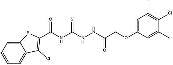 아세트산,(4-클로로-3,5-디메틸페녹시)-,2-[[[(3-클로로벤조[b]티엔-2-일)카르보닐]아미노]티옥소메틸]히드라지드(9CI) 구조식 이미지