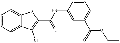 Benzoic acid, 3-[[(3-chlorobenzo[b]thien-2-yl)carbonyl]amino]-, ethyl ester (9CI) Structure