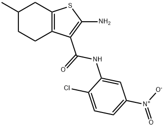 2-AMINO-N-(2-CHLORO-5-NITROPHENYL)-6-METHYL-4,5,6,7-TETRAHYDRO-1-BENZOTHIOPHENE-3-CARBOXAMIDE 구조식 이미지