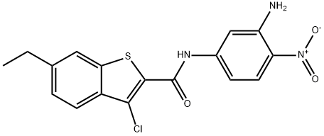 Benzo[b]thiophene-2-carboxamide, N-(3-amino-4-nitrophenyl)-3-chloro-6-ethyl- (9CI) Structure