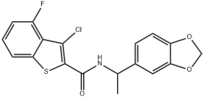 Benzo[b]thiophene-2-carboxamide, N-[1-(1,3-benzodioxol-5-yl)ethyl]-3-chloro-4-fluoro- (9CI) 구조식 이미지