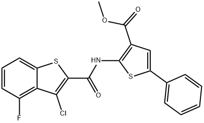 3-Thiophenecarboxylicacid,2-[[(3-chloro-4-fluorobenzo[b]thien-2-yl)carbonyl]amino]-5-phenyl-,methylester(9CI) Structure