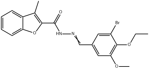 2-Benzofurancarboxylicacid,3-methyl-,[(3-bromo-4-ethoxy-5-methoxyphenyl)methylene]hydrazide(9CI) 구조식 이미지