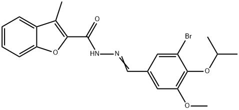 2-Benzofurancarboxylicacid,3-methyl-,[[3-bromo-5-methoxy-4-(1-methylethoxy)phenyl]methylene]hydrazide(9CI) Structure