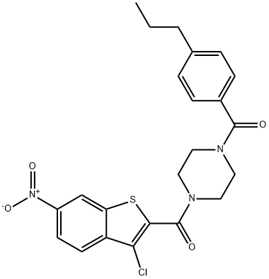 Piperazine, 1-[(3-chloro-6-nitrobenzo[b]thien-2-yl)carbonyl]-4-(4-propylbenzoyl)- (9CI) Structure