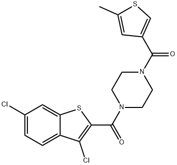 Piperazine, 1-[(3,6-dichlorobenzo[b]thien-2-yl)carbonyl]-4-[(5-methyl-3-thienyl)carbonyl]- (9CI) 구조식 이미지