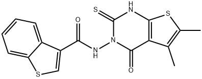 Benzo[b]thiophene-3-carboxamide, N-(1,4-dihydro-5,6-dimethyl-4-oxo-2-thioxothieno[2,3-d]pyrimidin-3(2H)-yl)- (9CI) 구조식 이미지