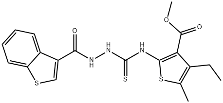 Benzo[b]thiophene-3-carboxylic acid, 2-[[[4-ethyl-3-(methoxycarbonyl)-5-methyl-2-thienyl]amino]thioxomethyl]hydrazide (9CI) Structure