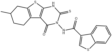 Benzo[b]thiophene-3-carboxamide, N-(1,4,5,6,7,8-hexahydro-7-methyl-4-oxo-2-thioxo[1]benzothieno[2,3-d]pyrimidin-3(2H)-yl)- (9CI) Structure