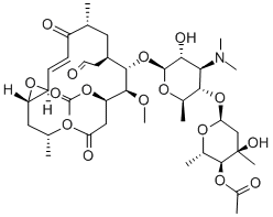 (12S,13S)-9-Deoxy-12,13-epoxy-12,13-dihydro-9-oxoleucomycin V=3,4''-diacetate Structure