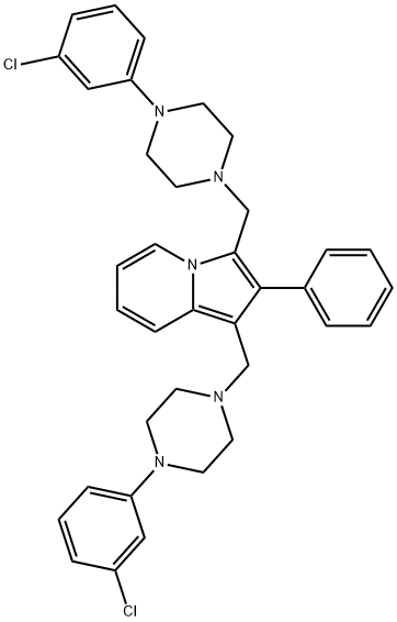 1,3-Bis[[4-(3-chlorophenyl)-1-piperazinyl]methyl]-2-phenylindolizine 구조식 이미지