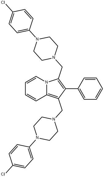 1,3-Bis[[4-(4-chlorophenyl)-1-piperazinyl]methyl]-2-phenylindolizine Structure