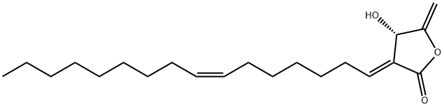 (S)-3-[(1E,7Z)-Hexadecan-7-enylidene]-4,5-dihydro-4-hydroxy-5-methylenefuran-2(3H)-one 구조식 이미지