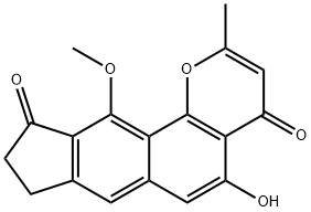 8,9-Dihydro-5-hydroxy-11-methoxy-2-methylcyclopenta[6,7]naphtho[1,2-b]pyran-4,10-dione 구조식 이미지