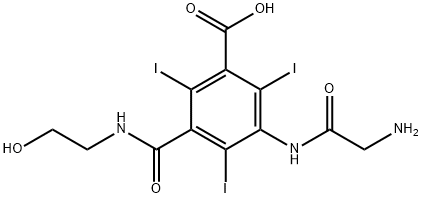 3-[(aminoacetyl)amino]-5-[[(2-hydroxyethyl)amino]carbonyl]-2,4,6-triiodobenzoic acid  Structure