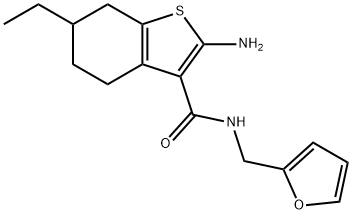2-AMINO-6-ETHYL-N-(2-FURYLMETHYL)-4,5,6,7-TETRAHYDRO-1-BENZOTHIOPHENE-3-CARBOXAMIDE 구조식 이미지